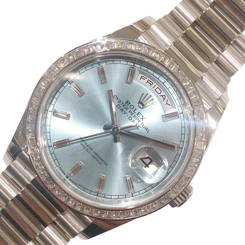 ロレックス ROLEX デイデイト36　アイスブルー 128396TBR Ptプラチナ ユニセックス 腕時計【中古】