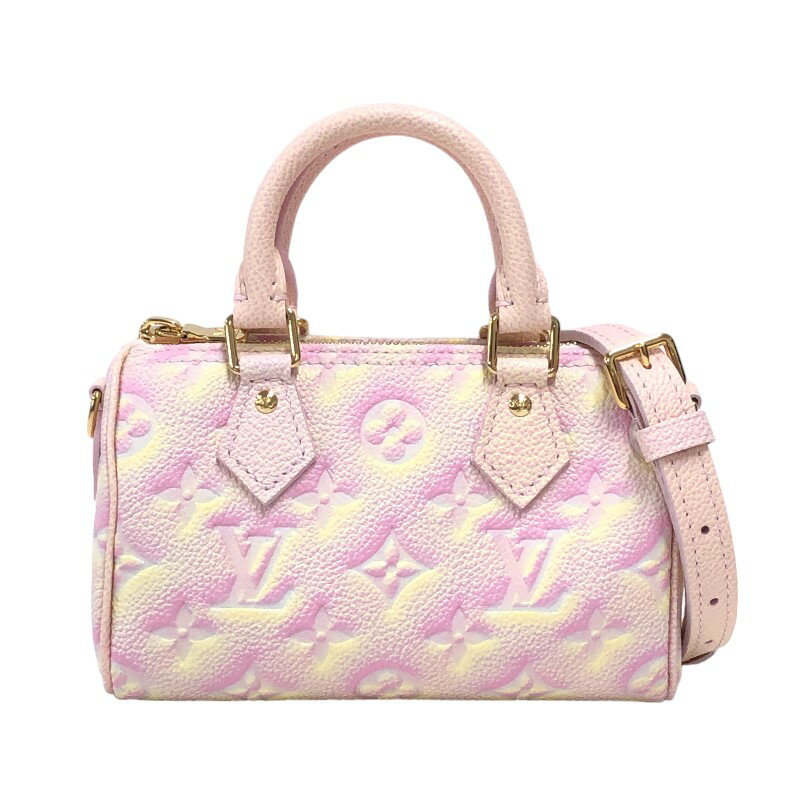 ルイ・ヴィトン LOUIS VUITTON ナノ・スピーディ サマースターダスト M81508 ピンク モノグラム・アンプラントレザー レディース ハンドバッグ【中古】