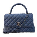 シャネル CHANEL ココハンドル29 A92991 ネイビー　ヴィンテージシルバー金具 キャビアスキン レディース ハンドバッグ【中古】