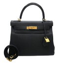 エルメス HERMES ケリー28タッチ 内縫い Z刻印(2021年製) ブラック ゴールド金具 アリゲーターマット・トゴ レディース ハンドバッグ【中古】(4)