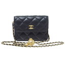 シャネル CHANEL マトラッセ チェーン クラッチ ショルダーバッグ AP1628 ブラック レザー レディース ショルダーバッグ【中古】