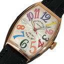 フランク・ミュラー FRANCK MULLER トノウカーベックス　カラードリーム 5850 K18ピンクゴールド クロコベルト 自動巻き メンズ 腕時計【中古】