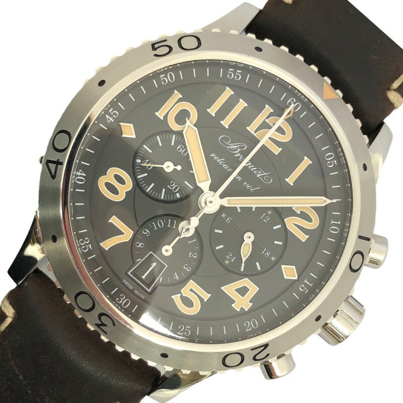 ブレゲ Breguet タイプXXl 3817 ブラック SS/革ベルト 自動巻き メンズ 腕時計【中古】