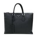 プラダ PRADA サフィアーノ ブリーフケース 2VG039 ブラック サフィアーノレザー メンズ ブリーフケース【中古】