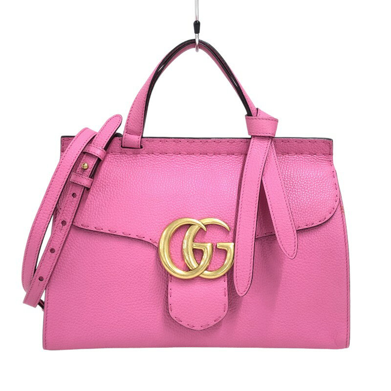 グッチ GUCCI GGマーモント 2Wayハンドバッグ 421890 ピンク レザー レディース ハンドバッグ【中古】