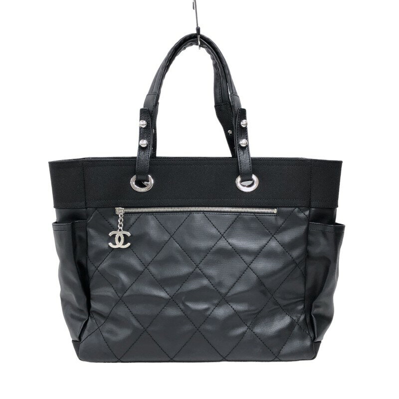 シャネル CHANEL パリビアリッツトートGM A34210 14番台 ブラック シルバー金具 PCV/キャンバス レディース トートバッグ【中古】