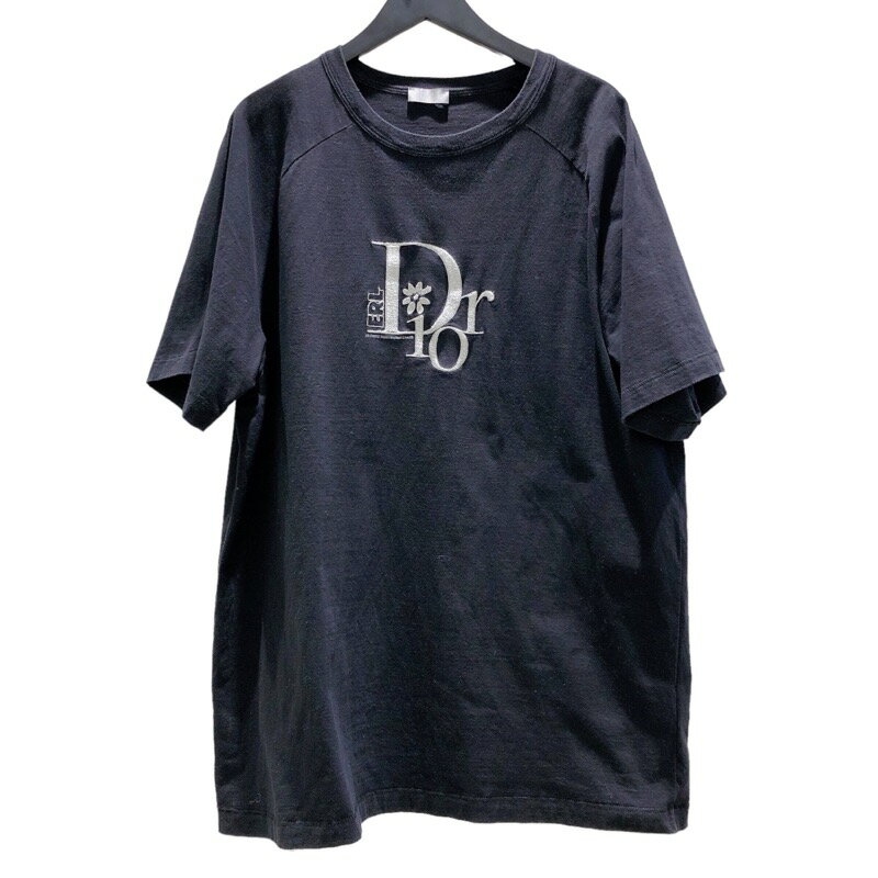 クリスチャン・ディオール Christian Dior × ERL ダメージ加工 ロゴ Tシャツ 313J647A0817 ブラック/シルバー コットン メンズ 半袖Tシャツ【中古】