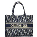 クリスチャン・ディオール Christian Dior ブックトート　ミディアム M1296ZRIW ネイビー オブリークジャガード レディース ハンドバッグ【中古】