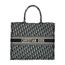 クリスチャン・ディオール Christian Dior ブックトート ラージ オブリーク エンブロイダリー M1286ZRIW ネイビー ジャガード レディース【中古】