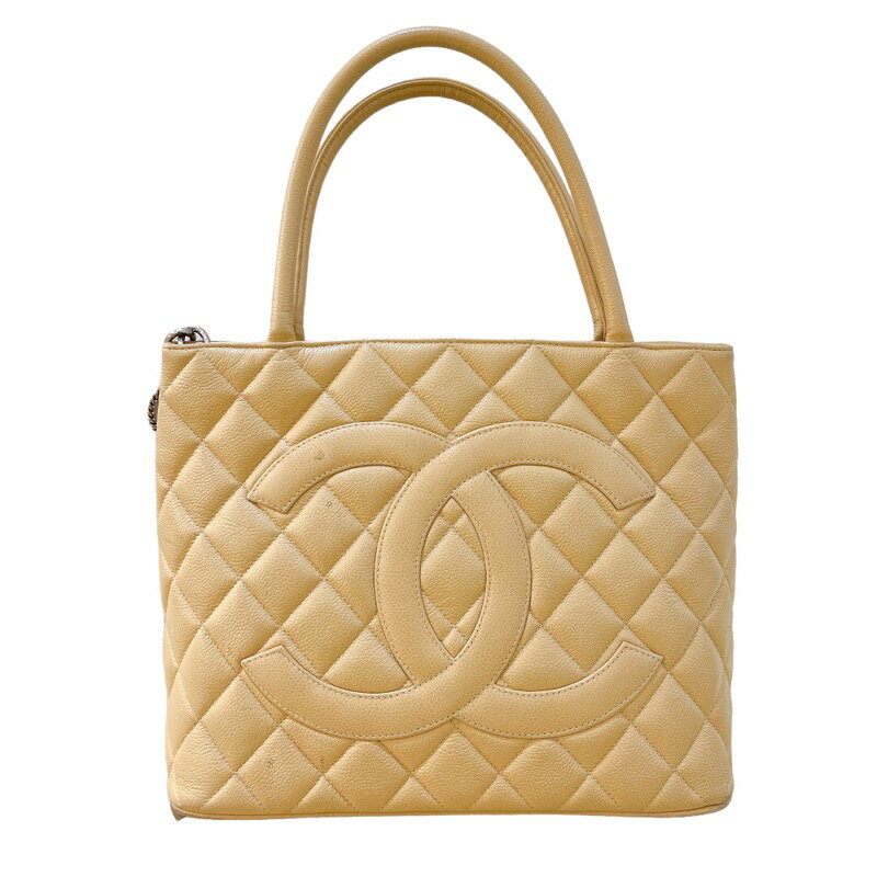 シャネル CHANEL 復刻トート A01804 ベージュ　シルバー金具 キャビアスキン レディース トートバッグ【中古】