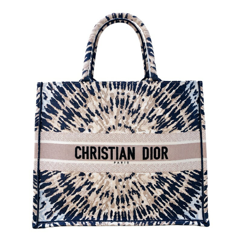 クリスチャン・ディオール Christian Dior ブックトートラージ M1289ZJAI ピンク ネイビー ジャガードウーブン レディース トートバッグ【中古】