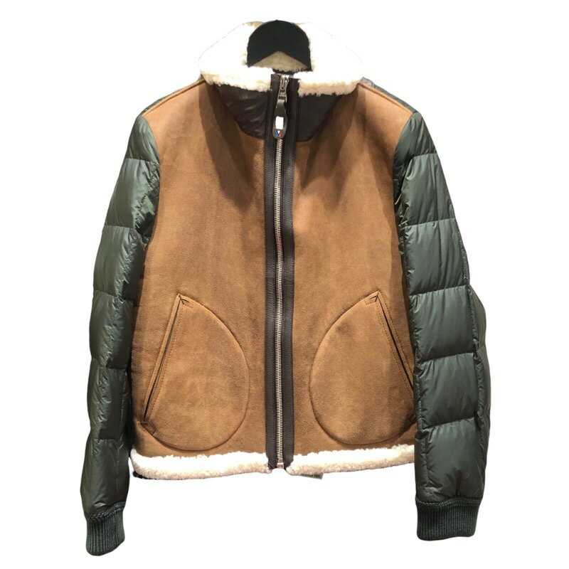 ルイ・ヴィトン LOUIS VUITTON 14AW プレフォールコレクション ムートン切り替えダウンジャケット ガストンVジップ H6B02EPQ1 ブラウン カーキ 羊革/ポリエステル/ダウン メンズ ダウンジャケット【中古】