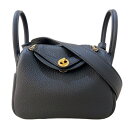 エルメス HERMES リンディミニ U刻印 ブラック ゴールド金具 トリヨンクレマンス レディース ショルダーバッグ【中古】