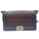 シャネル CHANEL ボーイシャネル25 A67086 ネイビー・ボルドー・SV金具 カーフ カーフ・SV金具 レディース ショルダーバッグ【中古】