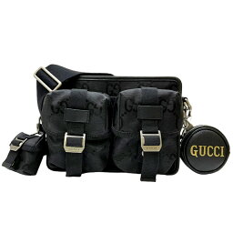 グッチ GUCCI オフ ザ グリッド ショルダーバッグ 701108 ブラック GGキャンバス/レザー メンズ ショルダーバッグ【中古】