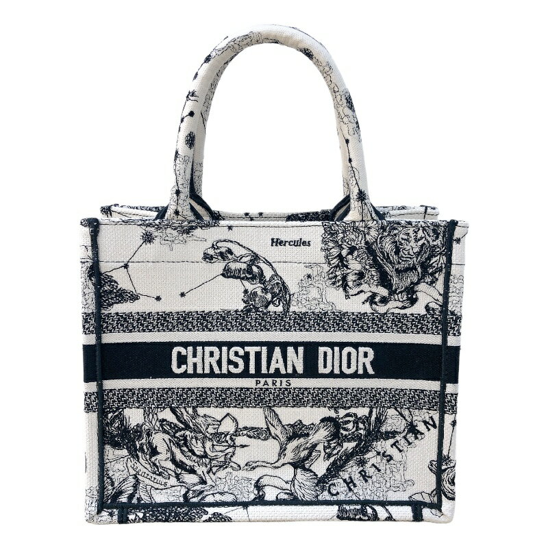 クリスチャン・ディオール Christian Dior ブックトート スモール M1265ZRHZ ホワイト×ブラック キャンバス レディース トートバッグ【中古】