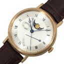 ブレゲ Breguet クラシック ムーンフェイズ 7787/BR/12/9V6 シルバー K18PG/レザーストラップ(社外品) 自動巻き メンズ 腕時計【中...