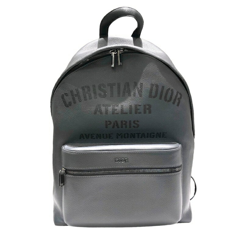 クリスチャン・ディオール Christian Dior バックパック グレー レザー メンズ リュック・デイパック【中古】