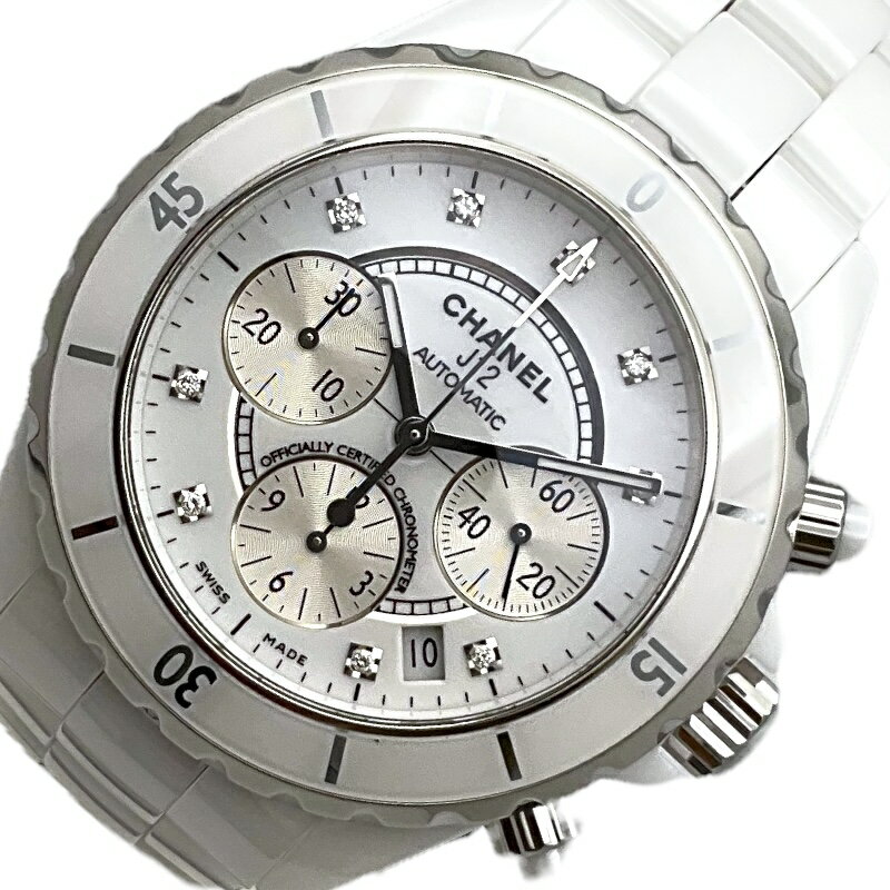 シャネル CHANEL J12 クロノグラフ H2009 ホワイト セラミック メンズ 腕時計【中古】