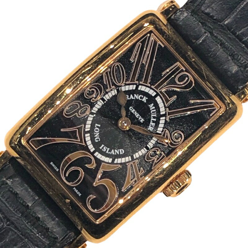 フランク・ミュラー FRANCK MULLER ロングアイランドレリーフ ブラック 902QZ K18PG/革ベルト レディース 腕時計【中古】