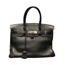 エルメス HERMES バーキン30 □H刻印 ブラック/SV金具 トゴ レディース ハンドバッグ【中古】