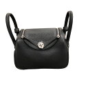 エルメス HERMES リンディミニ W刻 ブラック シルバー金具 牛革 トリヨン レディース ショルダーバッグ【中古】