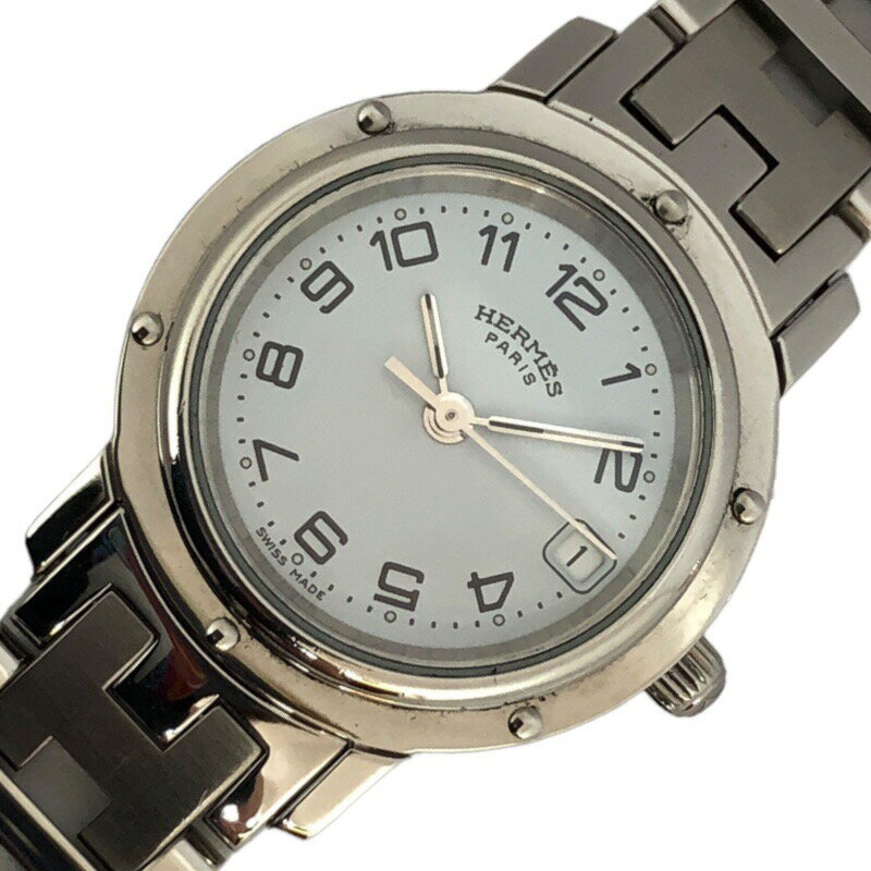 エルメス HERMES クリッパー CL4.210 ホワイト SS クオーツ レディース 腕時計【中古】