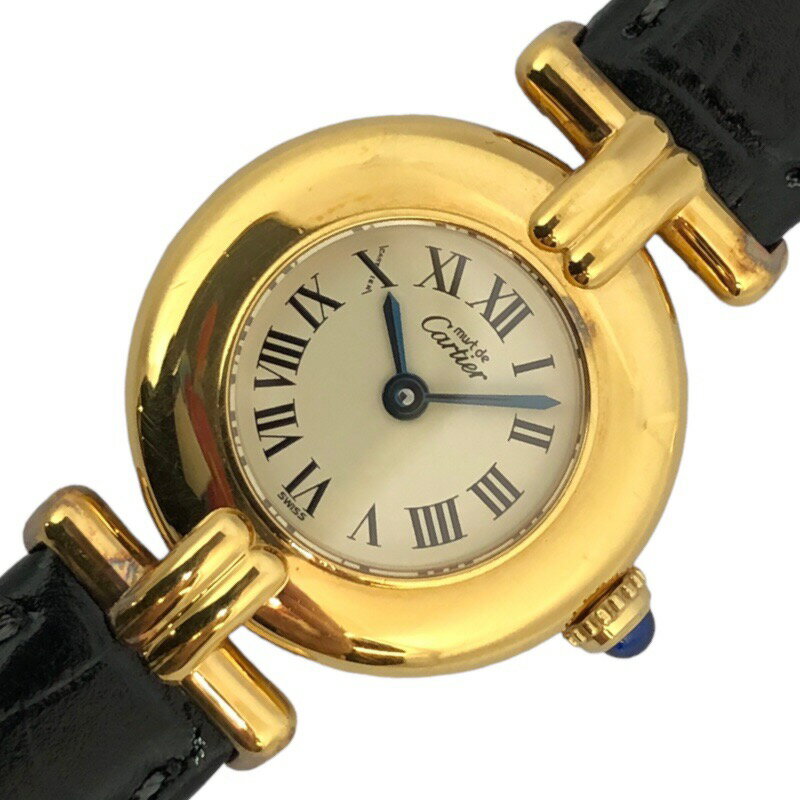 カルティエ Cartier マストコリゼ ヴェルメイユ 590002 ホワイト SV/革ベルト（社外品） クオーツ レディース 腕時計【中古】