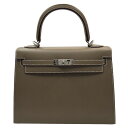 エルメス HERMES ケリー25 外縫い Z刻 エトゥープ/シルバー金具 エプソン レディース ハンドバッグ【中古】