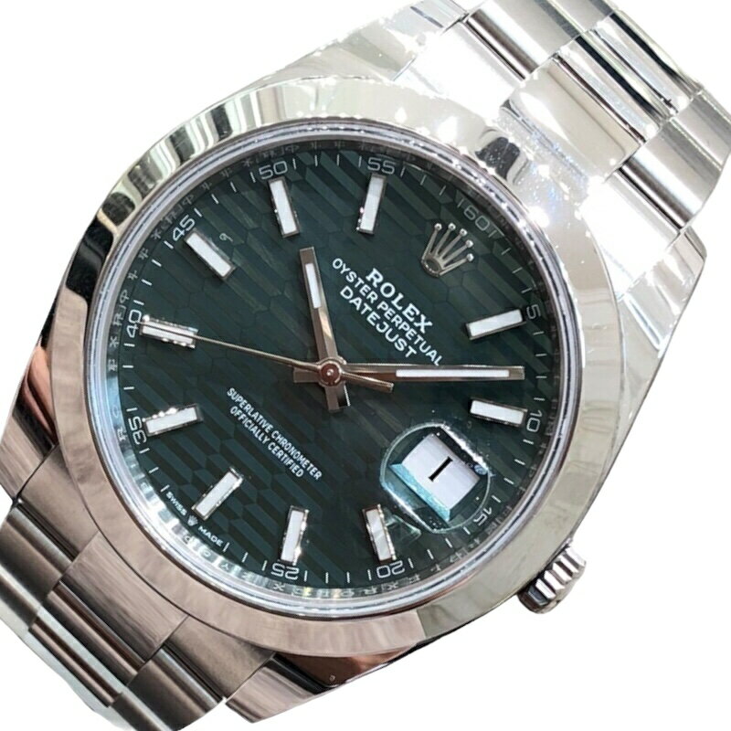 ロレックス ROLEX デイトジャスト41　フルーテッドモチーフ　ミント 126300 グリーン SS メンズ 腕時計【中古】