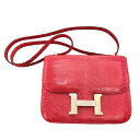 エルメス HERMES コンスタンス3ミニ D刻 フーシャピンク SV金具 リザードリセ レディース ショルダーバッグ【中古】