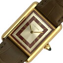 カルティエ Cartier タンク ルイ カルティエ WGTA0059 シルバー K18YG/革ベルト 手巻き レディース 腕時計【中古】