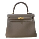エルメス HERMES ケリー25 内縫い B刻 エトゥープ ゴールド金具 トゴ レディース ハンドバッグ【中古】