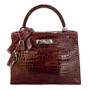 エルメス HERMES ケリー28 □H刻印 ブルゴージュ・シルバー金具 ポロサス レディース ハンドバッグ【中古】