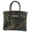 エルメス HERMES バーキン30 □K刻 グラファイト シルバー金具 ニロティカス レディース ハンドバッグ【中古】