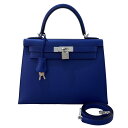 エルメス HERMES ケリー28 外縫い U刻 (2022年製) ブルーエレクトリック シルバー金具 ヴォーエプソン レディース ショルダーバッグ【中古】