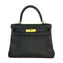 エルメス HERMES ケリー28 内縫い C刻 ブラック/ゴールド金具 トゴ レディース ハンドバッグ【中古】