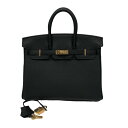 エルメス HERMES バーキン25 W刻 ブラック ゴールド金具 トゴ レディース ハンドバッグ【中古】