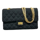シャネル CHANEL 2.55フラップバッグ A37586 ブラック/GD金具 コットンジャージー レディース ショルダーバッグ【中古】