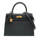 エルメス HERMES ケリー25 外縫い B刻 ブラック ゴールド金具 エプソン レディース ショルダーバッグ【中古】