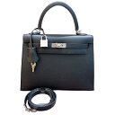エルメス HERMES ケリー25 外縫い B刻 (2023年製) ブラック シルバー金具 ヴォーエプソン レディース ハンドバッグ【中古】