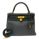 エルメス HERMES ケリー28 内縫い T刻印 (2015年製) ブラック ゴールド金具 トゴ レディース ハンドバッグ【中古】(4)