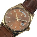 ロレックス ROLEX デイデイト 118138 コニャック K18YG/レザーベルト 自動巻き メンズ 腕時計【中古】