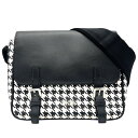 クリスチャン・ディオール Christian Dior メッセンジャーバッグ ブラック×ホワイト シルバー金具 レザー レディース ショルダーバッグ【中古】