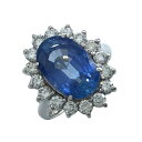 サファイア非加熱リング Pt900/サファイア/ダイヤモンド サファイア ジュエリー【中古】