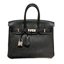 エルメス HERMES バーキン25 □Q刻 ブラック/SV金具 トゴ レディース ハンドバッグ【中古】