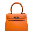 エルメス HERMES ミニケリー20 □D刻 オレンジ シルバー金具 エバーカーフ レディース ショルダーバッグ【中古】
