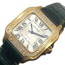 カルティエ Cartier サントス ドゥ カルティエ WJSA0008 シルバー K18YG/レザーストラップ 自動巻き メンズ 腕時計【中古】