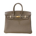 エルメス HERMES バーキン25 W刻 (2024年製) エトゥープ シルバー金具 トゴ レディース ハンドバッグ【中古】
