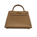 エルメス HERMES ケリー25 外縫い B刻 エトゥープ ゴールド金具 エプソン ハンドバッグ【中古】